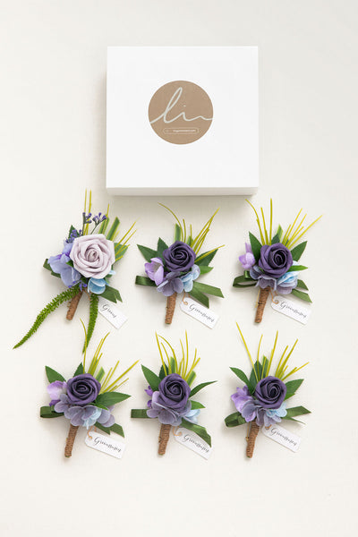 Boutonnieres in Ethereal Purple Dream