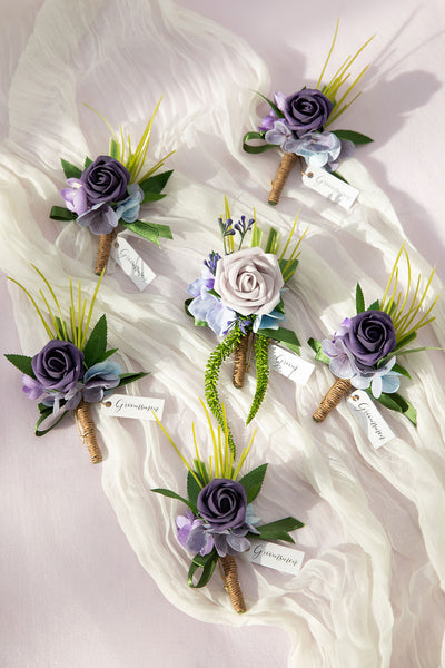 Boutonnieres in Ethereal Purple Dream