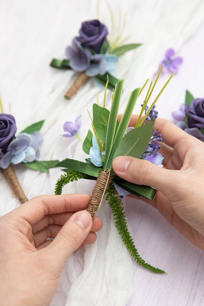 Boutonnieres in Ethereal Purple Dream