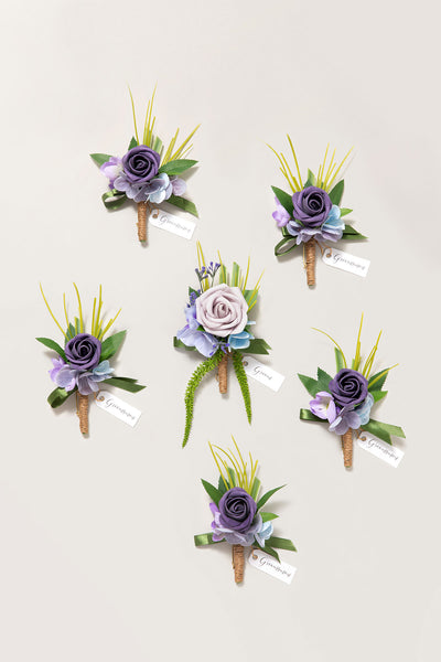 Boutonnieres in Ethereal Purple Dream