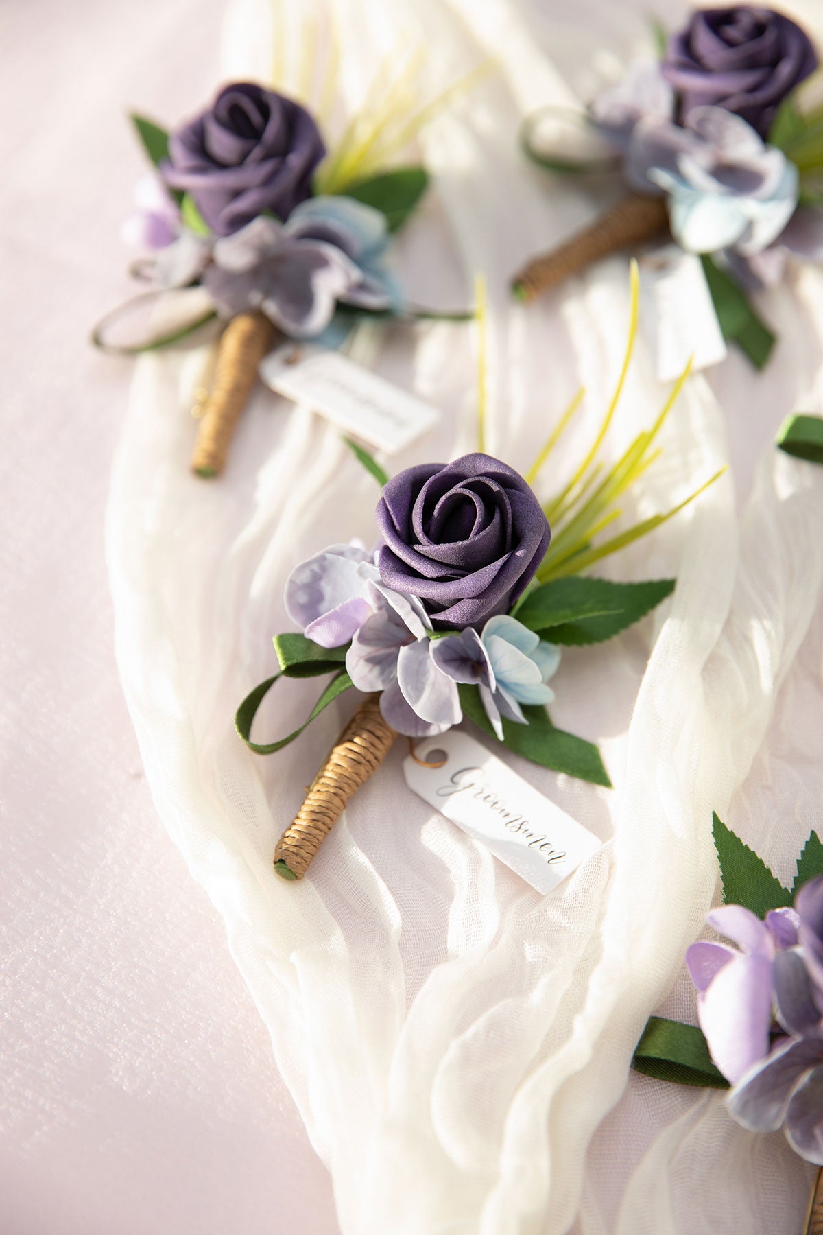 Boutonnieres in Ethereal Purple Dream