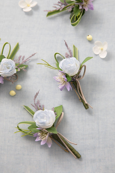 Boutonnieres for Guests in Ethereal Purple Dream
