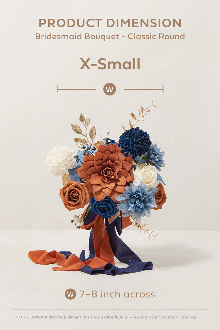 Additional Flower Decorations in Russet Orange & Denim Blue