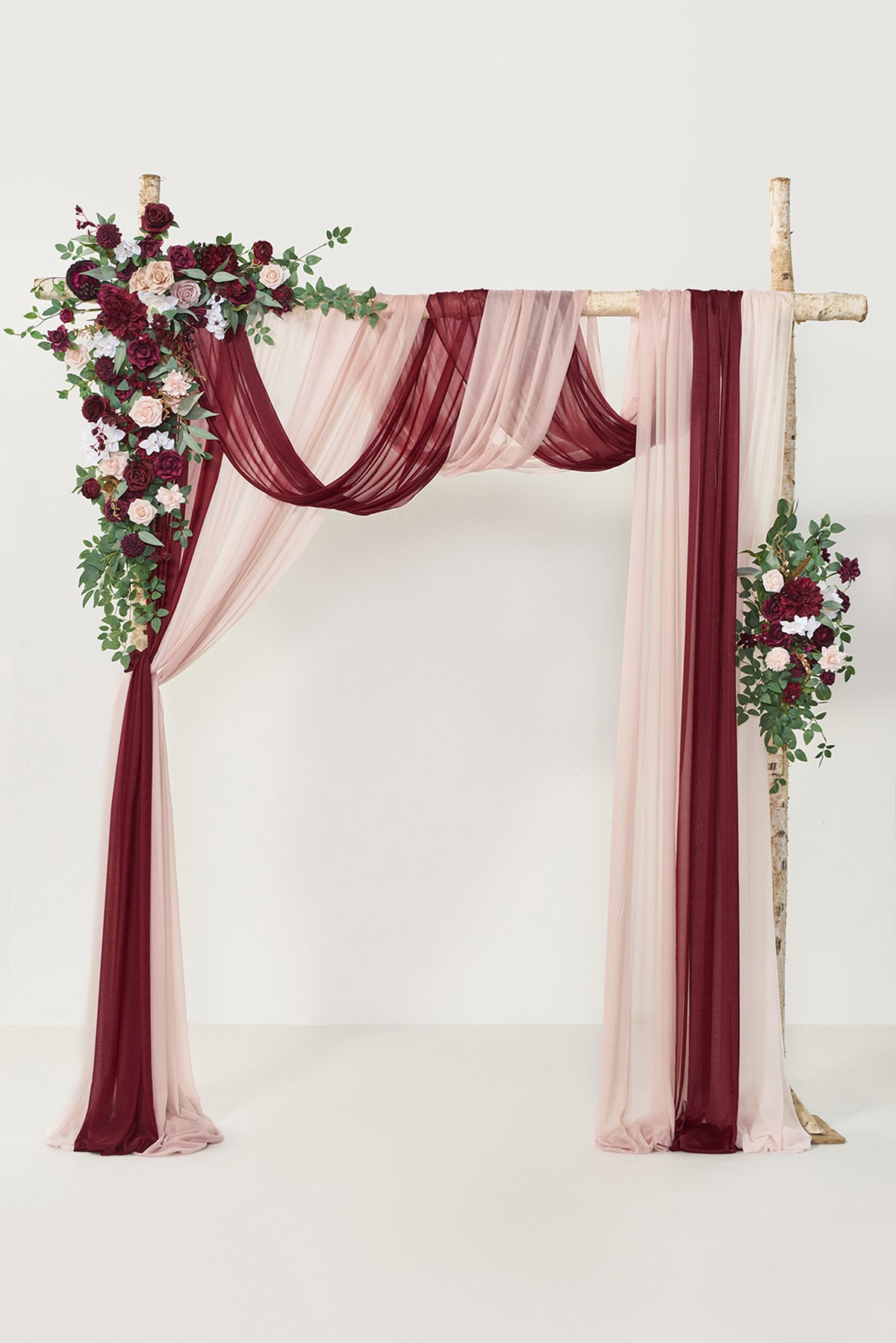 Flower Arch Decor with Drapes in Romantic Marsala
