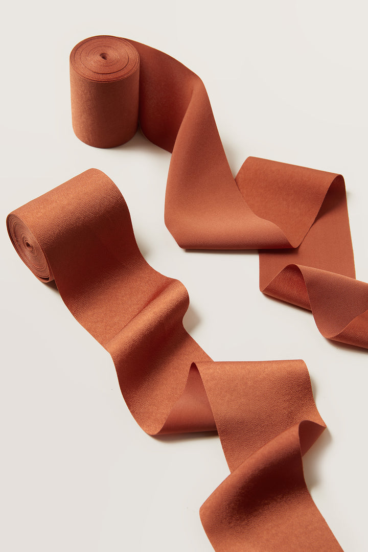 Matte Satin Ribbons 2.4" W × 6.5 Yards (Set of 2) in Burnt Orange