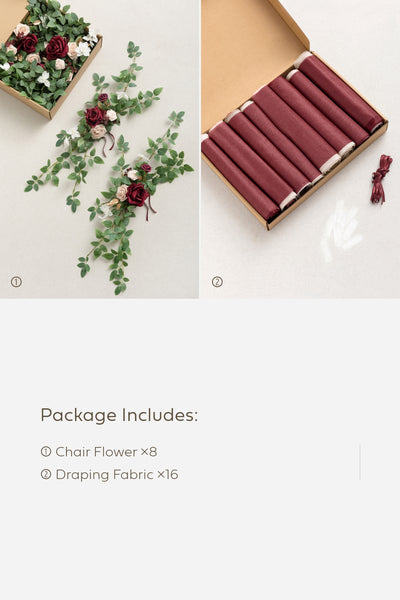 Wedding Aisle Chair Flower Decoration in Romantic Marsala
