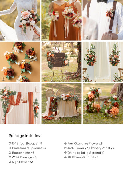 Pre-Arranged Wedding Flower Packages in Sunset Terracotta