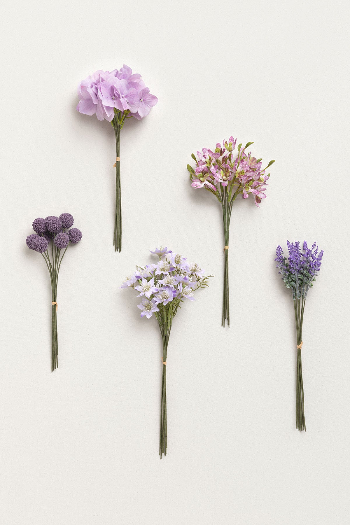 DIY Bridesmaid Bouquet Kit (Set of 4) Blush & White with Sage Purple Filler - Image 3
