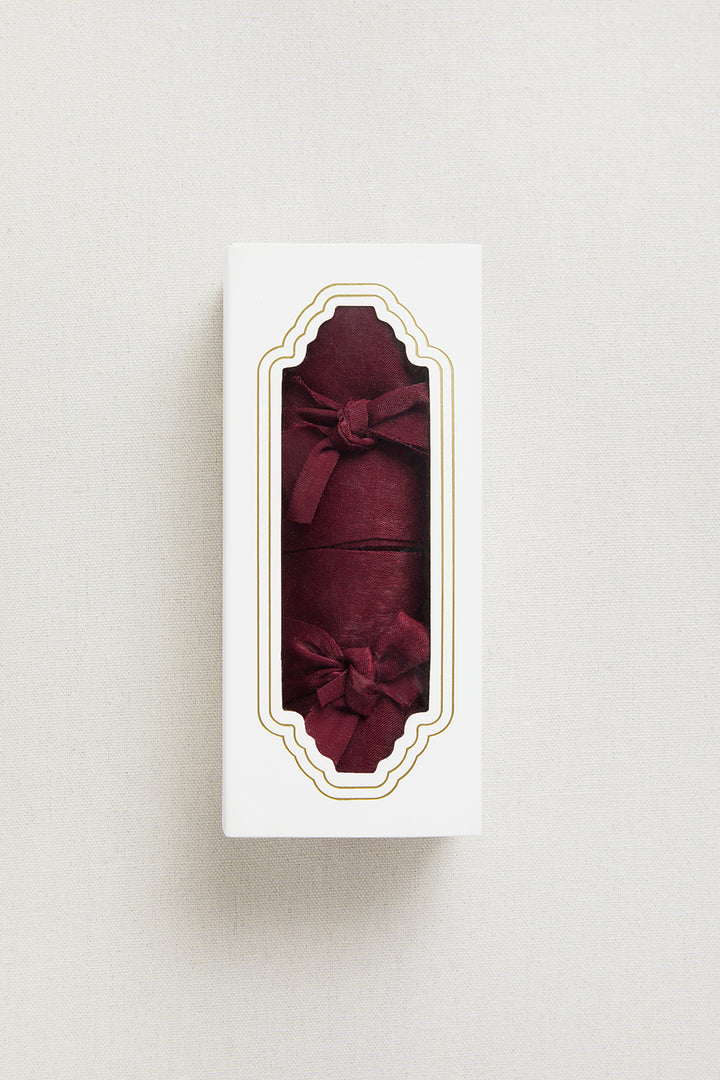 Matte Satin Ribbons 2.4" W × 6.5 Yards (Set of 2) in Burgundy