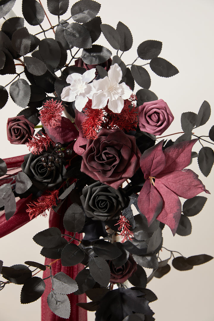 Modular Garlands Arch Decor in Black & Burgundy