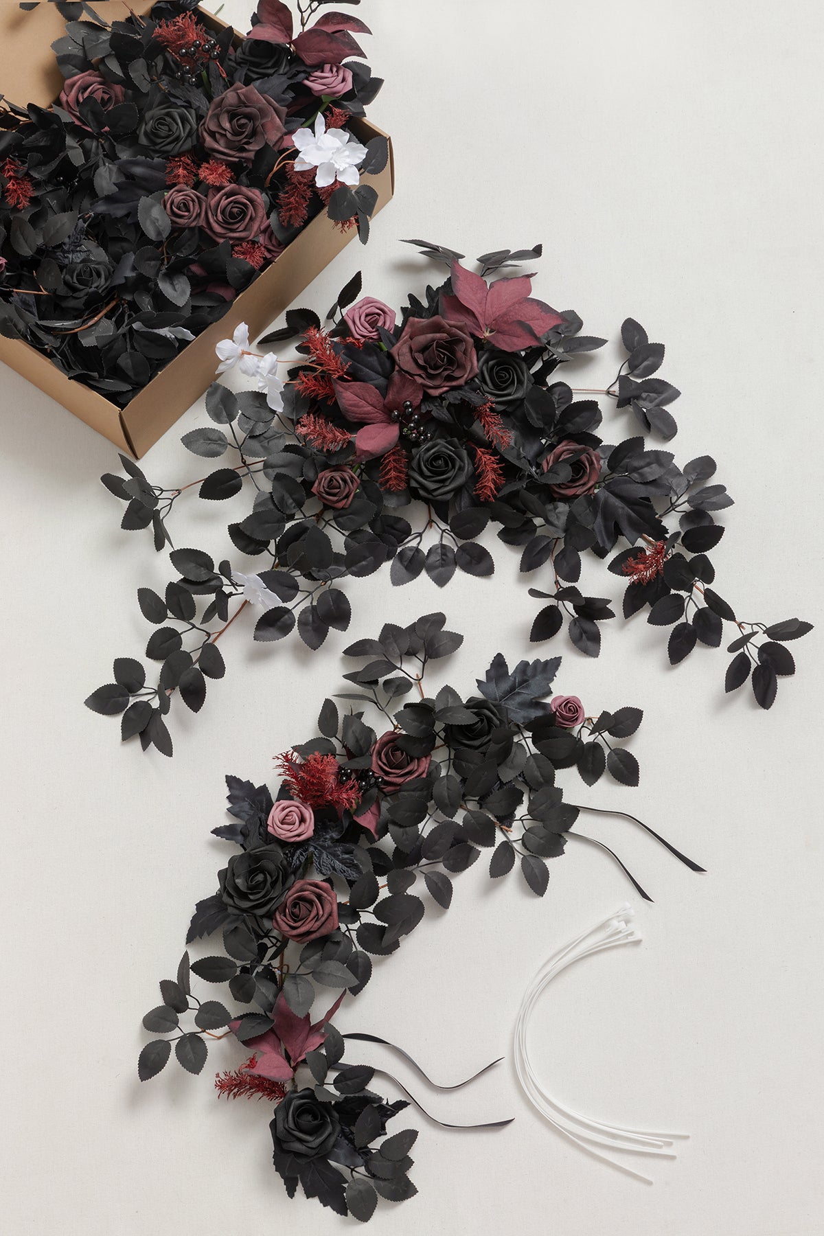 Modular Garlands Arch Decor in Black & Burgundy