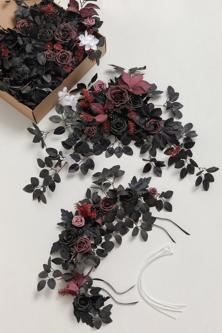 Modular Garlands Arch Decor in Black & Burgundy