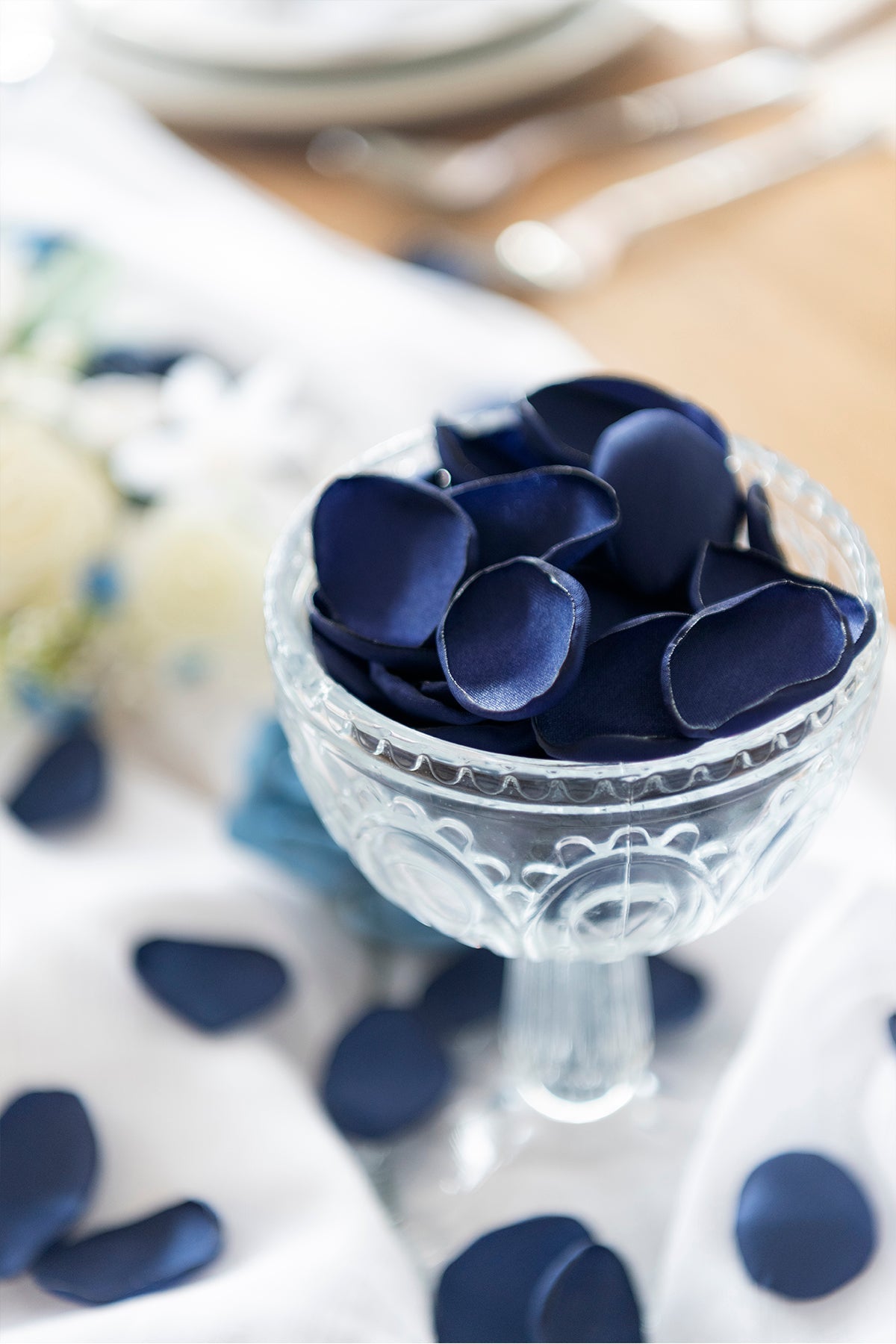 Silk Rose Petals in Dusty Blue & Navy