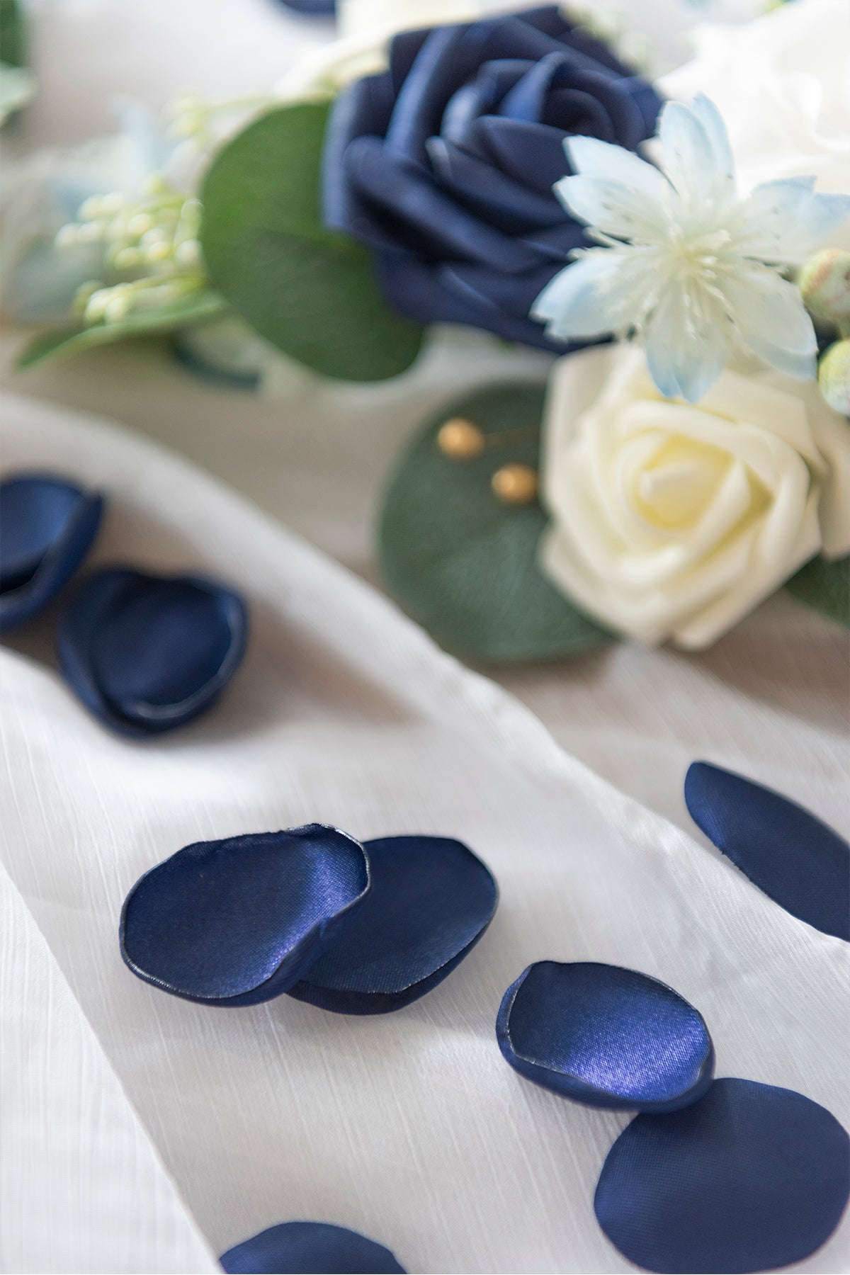 Silk Rose Petals in Dusty Blue & Navy