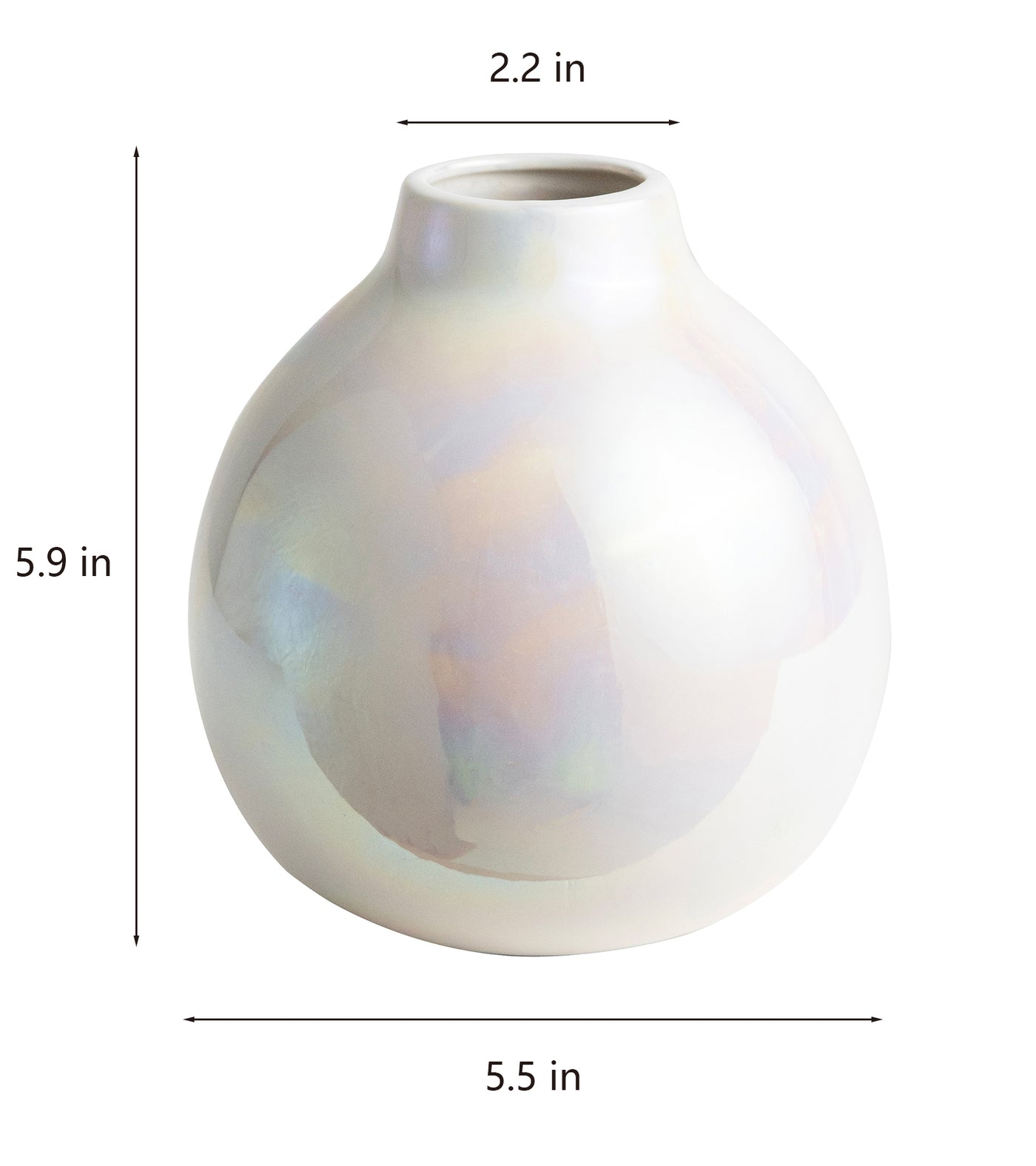 Round Ceramic Vase in Pearl White