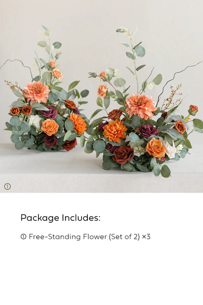 Free-Standing Flower Arrangements in Sunset Terracotta