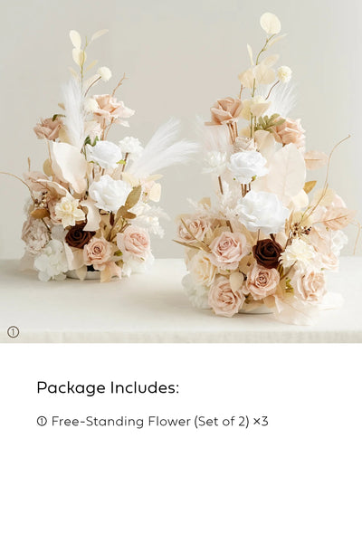 Free-Standing Flower Arrangements in White & Beige