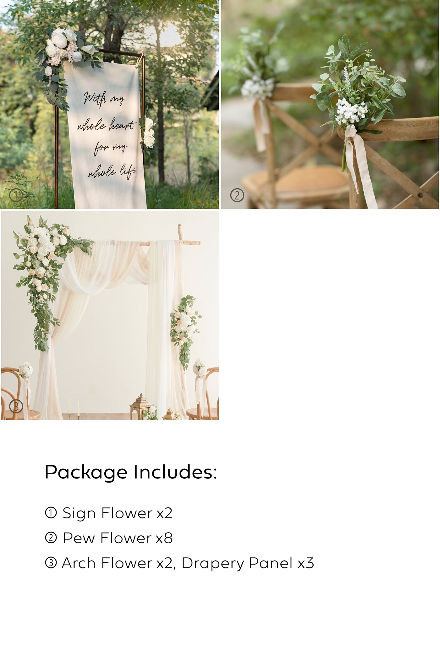 Pre-Arranged Wedding Flower Packages in White & Sage