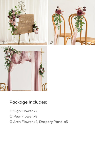 Pre-Arranged Wedding Flower Packages in Dusty Rose & Mauve