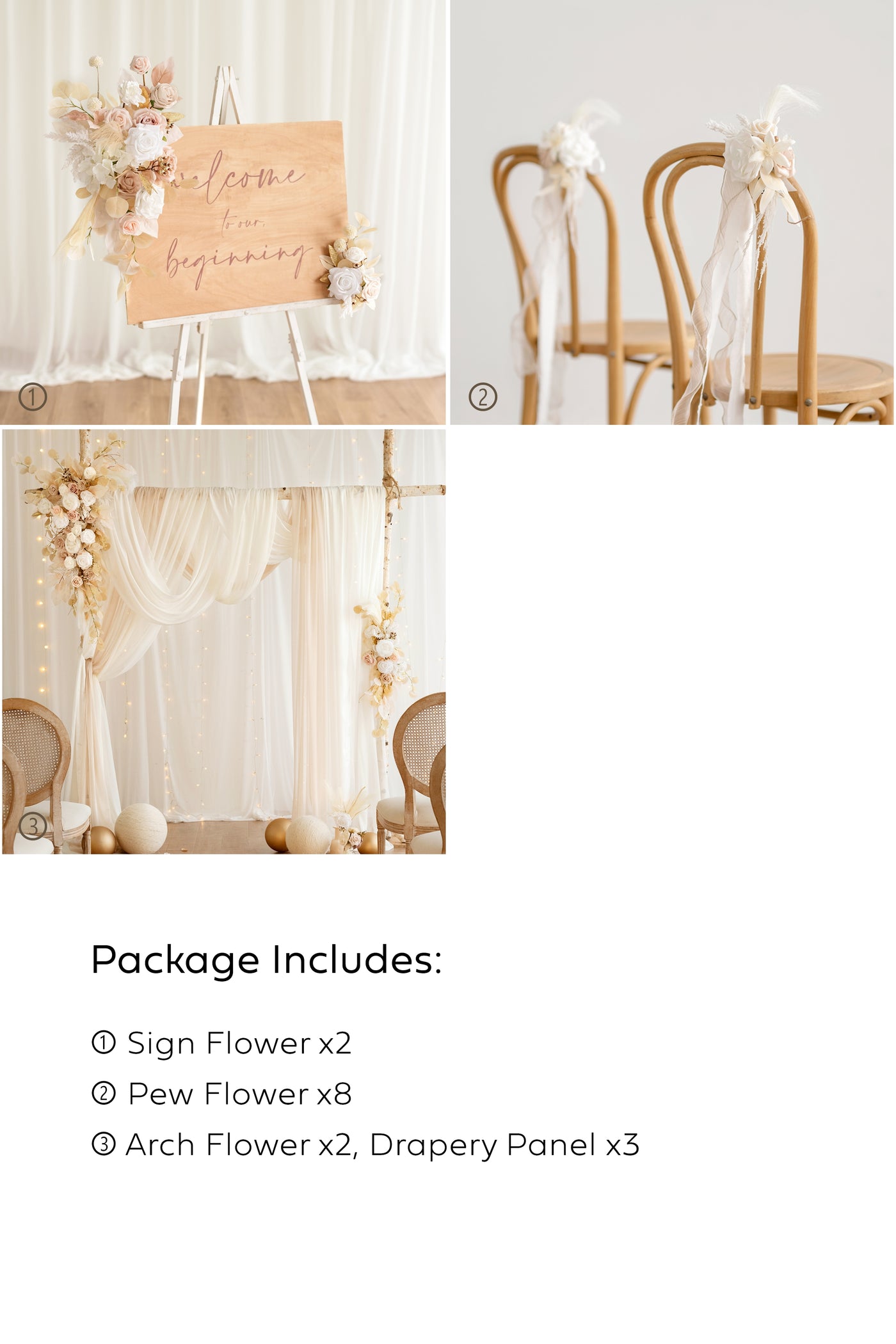 Pre-Arranged Wedding Flower Packages in White & Beige