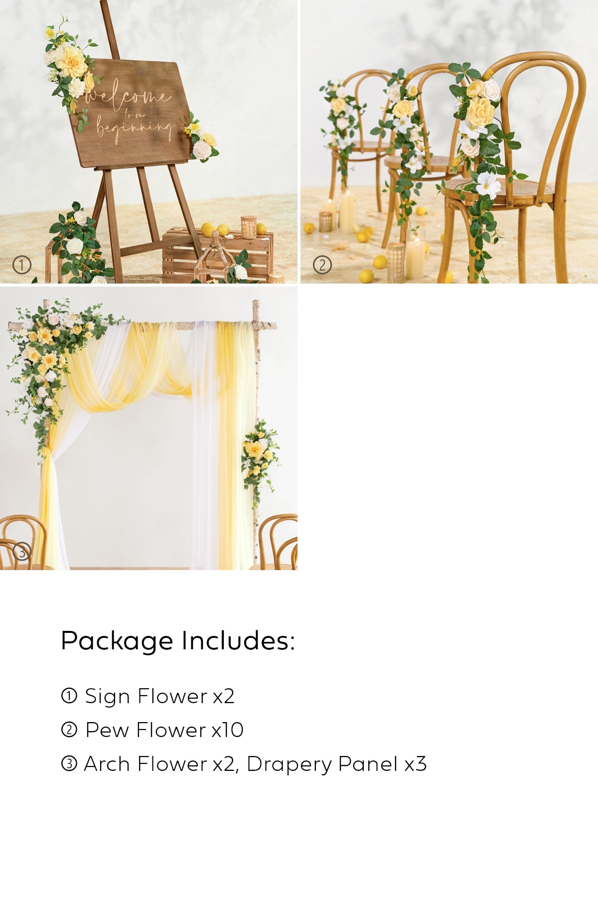 Pre-Arranged Wedding Flower Packages in Lemonade Yellow