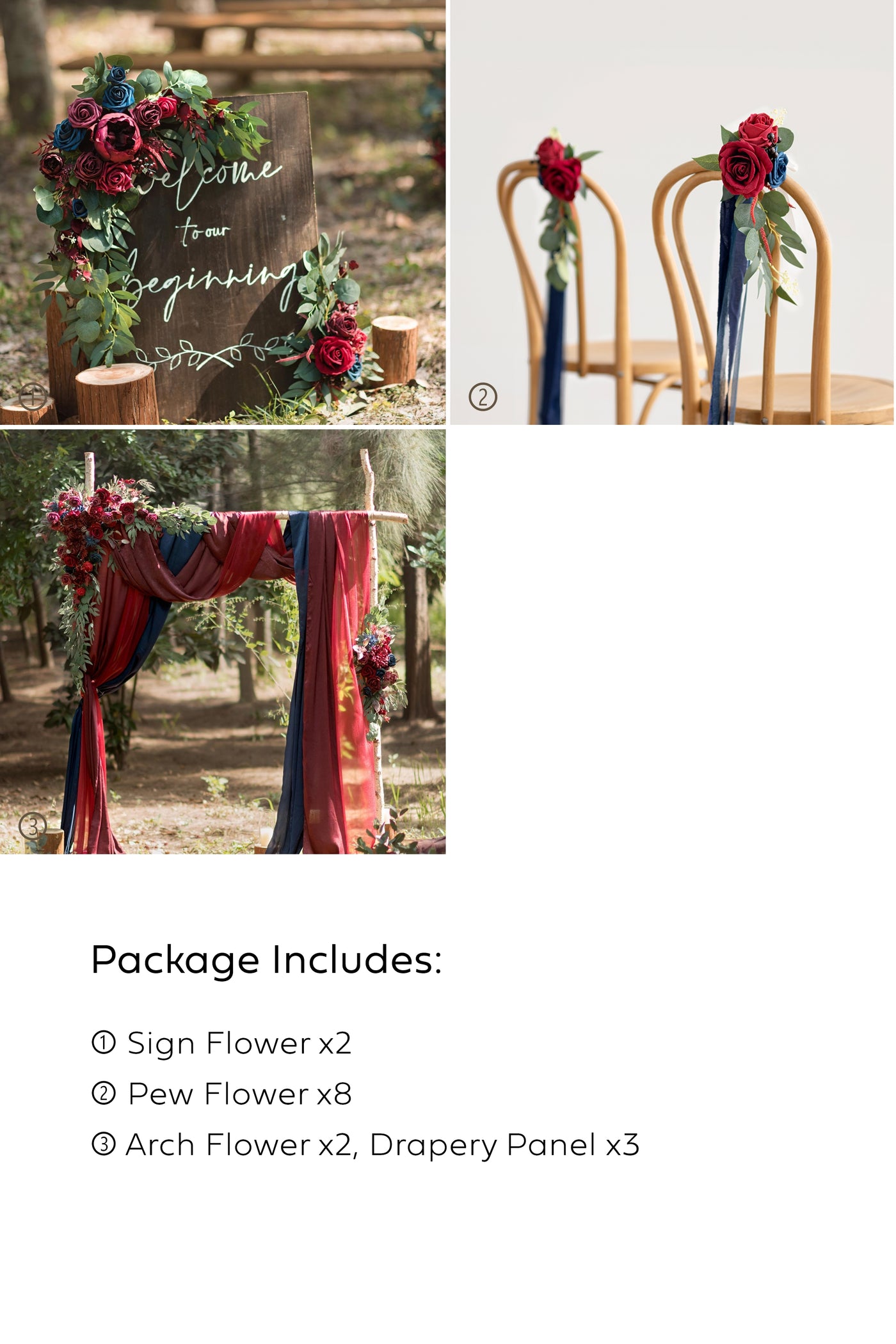 Pre-Arranged Wedding Flower Packages in Burgundy & Navy