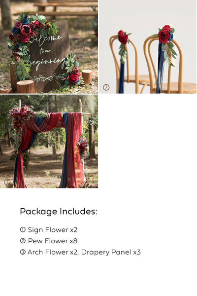 Pre-Arranged Wedding Flower Packages in Burgundy & Navy