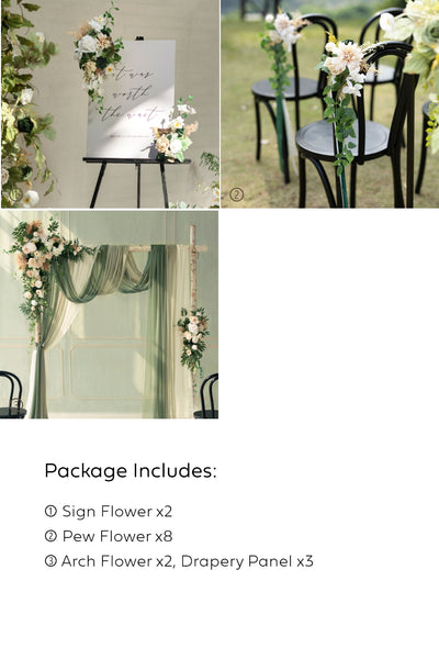 Pre-Arranged Wedding Flower Packages in Emerald & Tawny Beige
