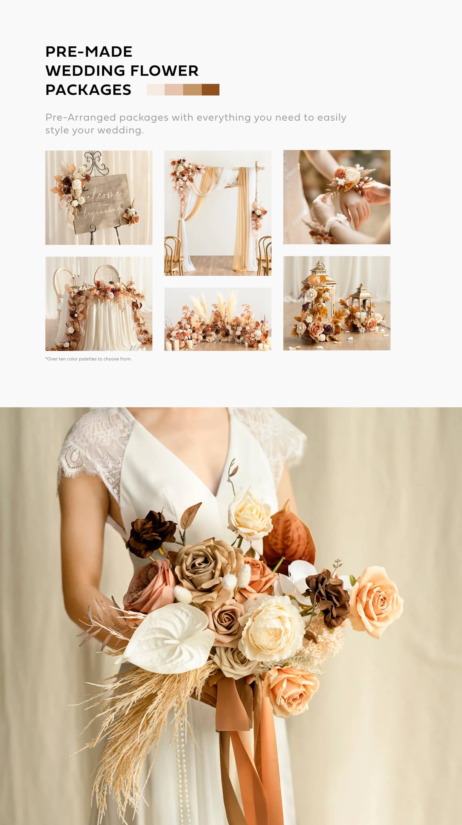 Artificial Wedding Flowers Package Rose Gold - BEAUTIFUL BOUQUETS