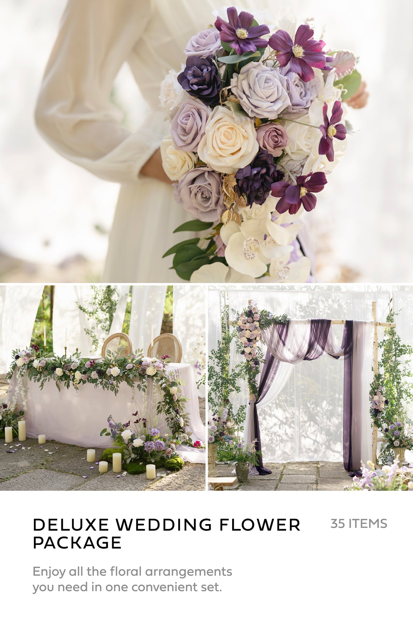 Pre-Arranged Wedding Flower Packages in Lilac & Gold