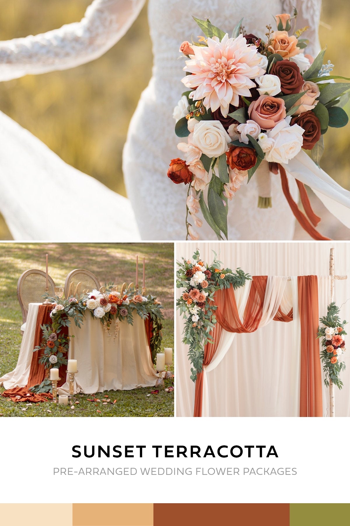 Pre-Arranged Wedding Flower Packages in Sunset Terracotta