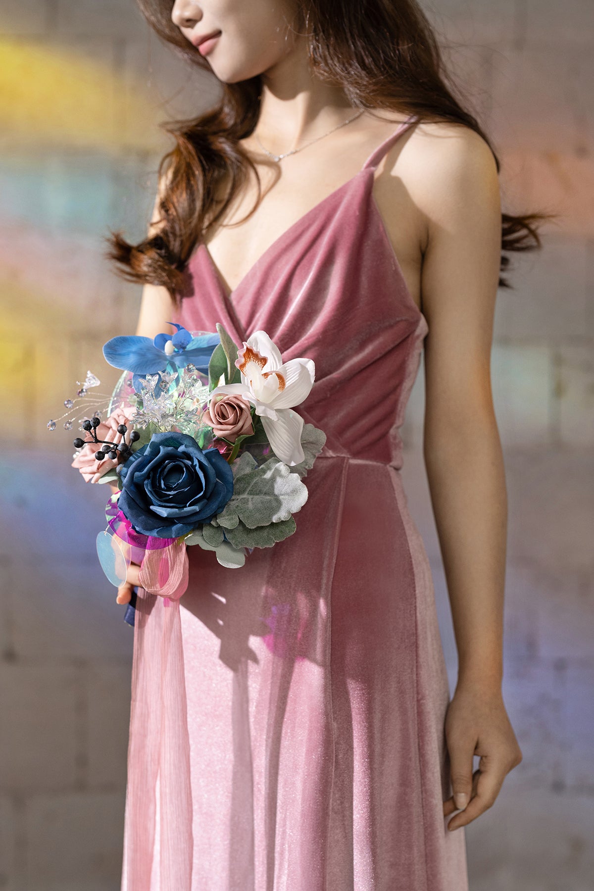Bridesmaid Posy in Dusty Rose & Navy | Clearance