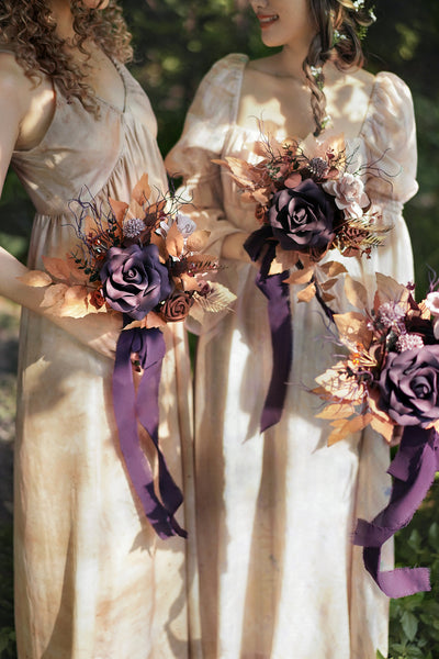 Bridesmaid Posy in Twilight Purple & Harvest Orange