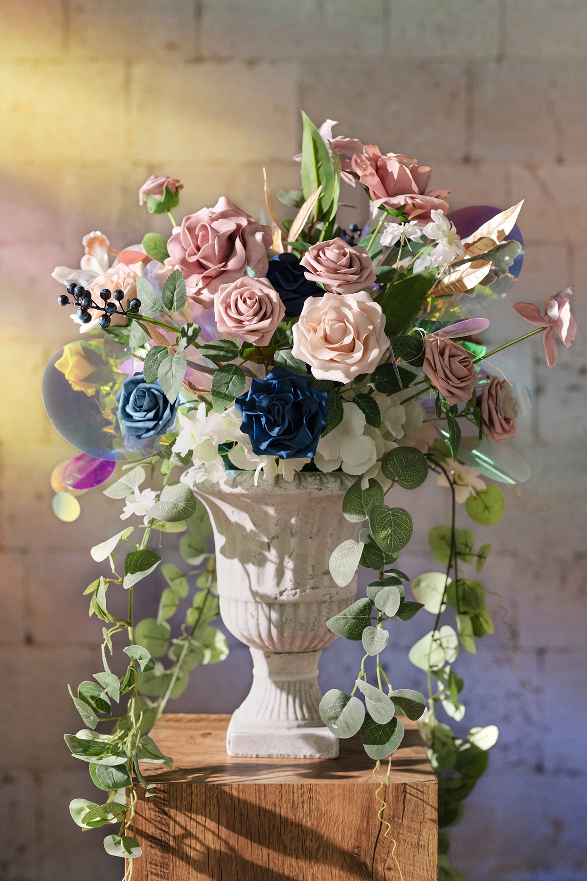 Altar Decor Free-Standing Flowers in Dusty Rose & Navy