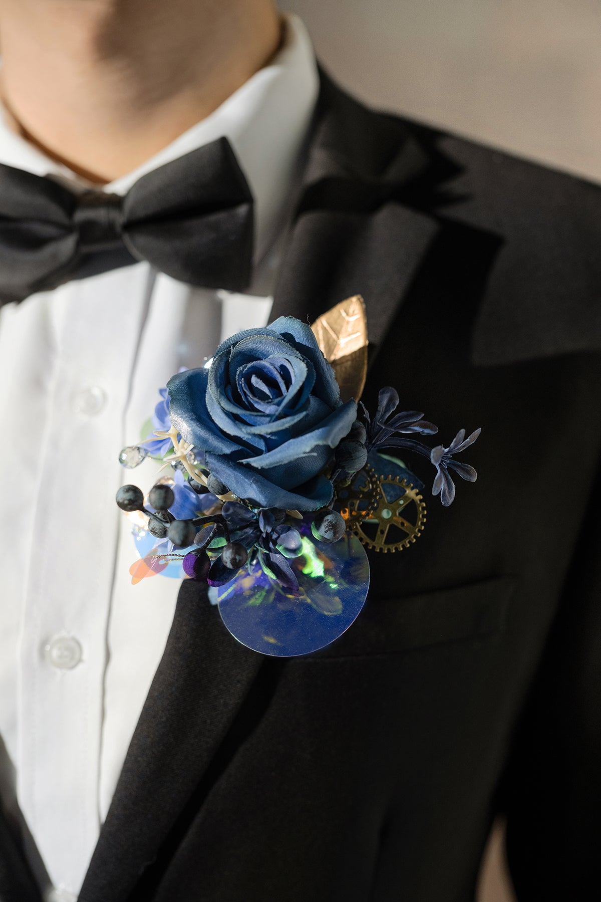 Flash Sale | Pocket Square Boutonniere for Groom in Dusty Rose & Navy