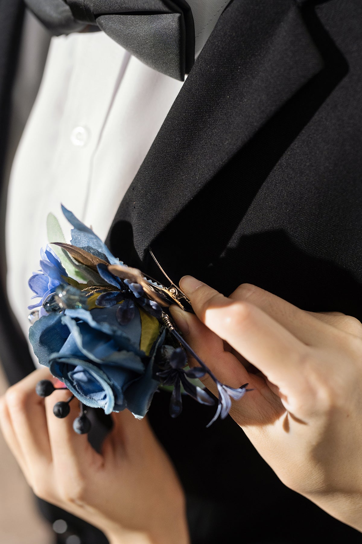 Flash Sale | Pocket Square Boutonniere for Groom in Dusty Rose & Navy