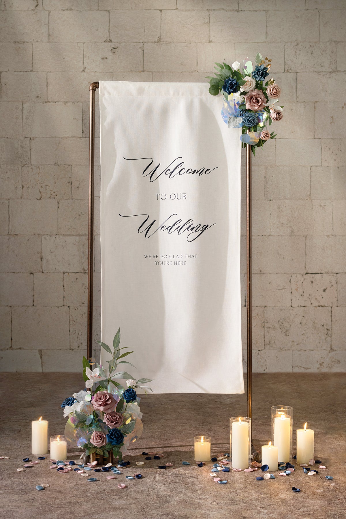 Deluxe Combo Set Flower Sign Decor in Dusty Rose & Navy | Clearance