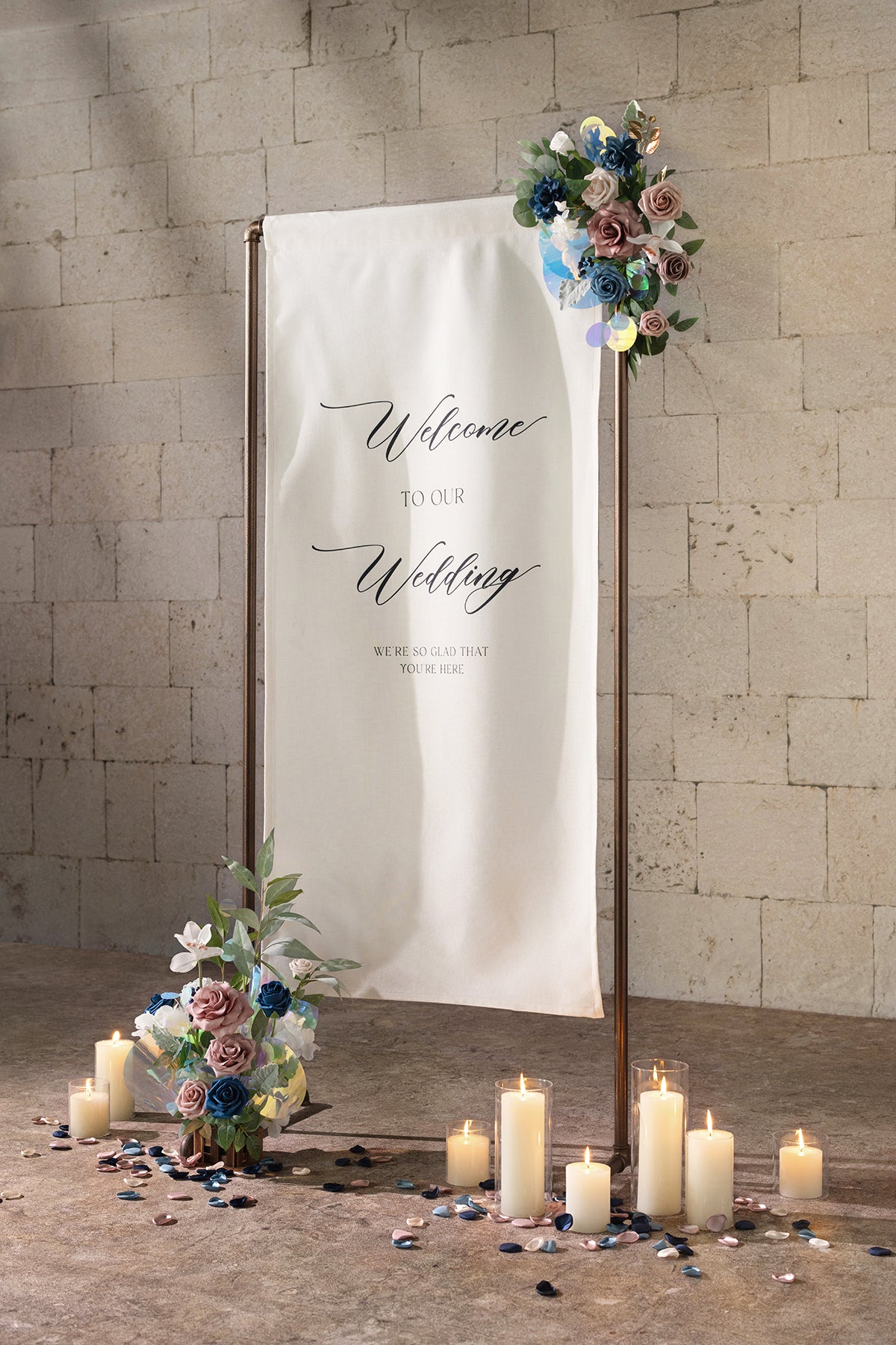 Flash Sale | Sign Flower Swag & Free-Standing Flowers in Dusty Rose & Navy