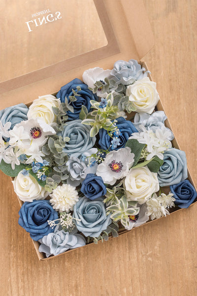 Dusty Blue Wedding Flowers & Greenery