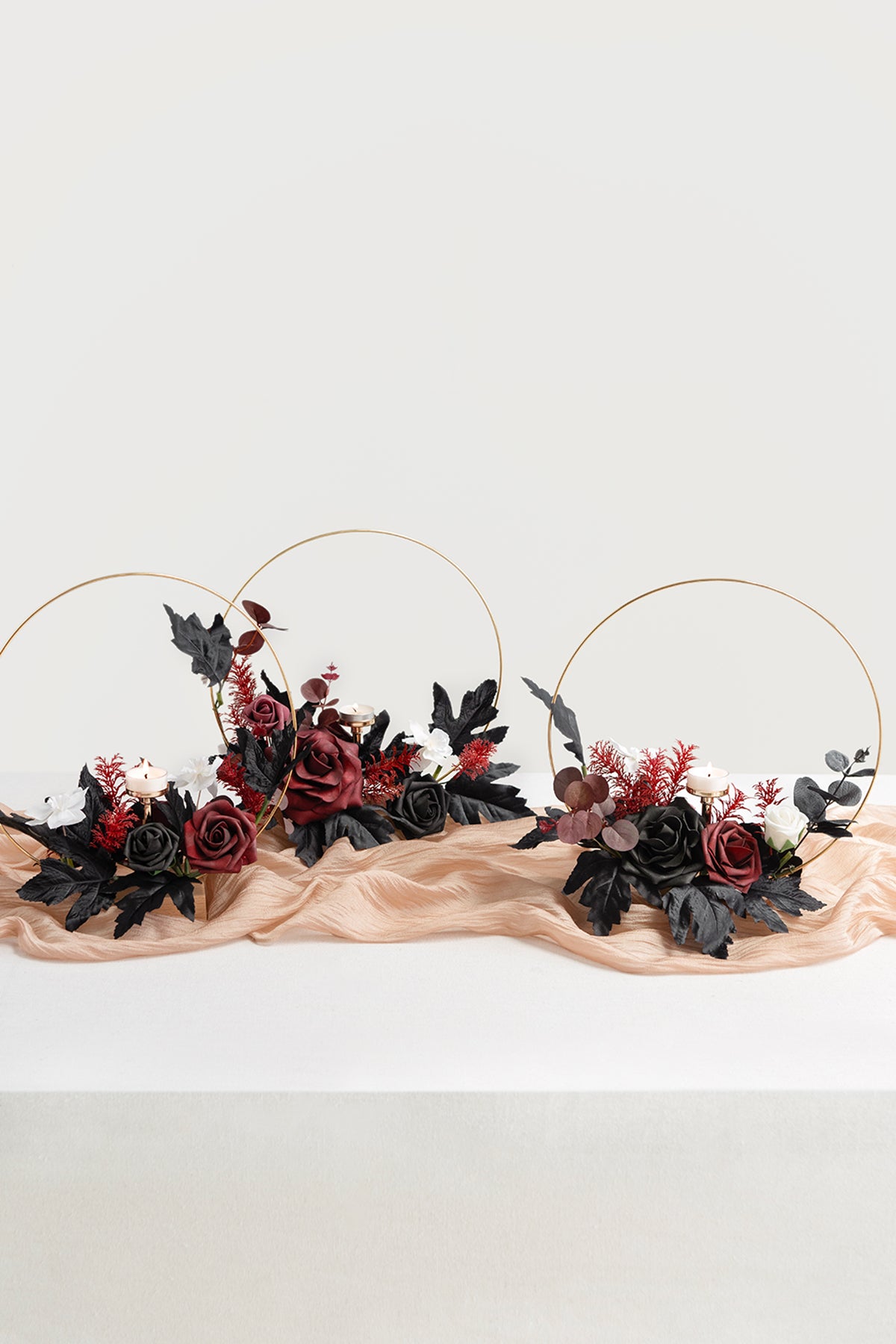 Wreath Hoop Centerpiece Set in Moody Burgundy & Black