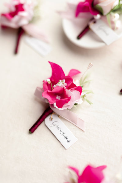 Boutonnieres in Passionate Pink & Blush