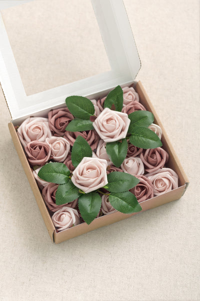 1.5"-2" Foam Rosebud & Petite Rose with Stem - 19 Colors