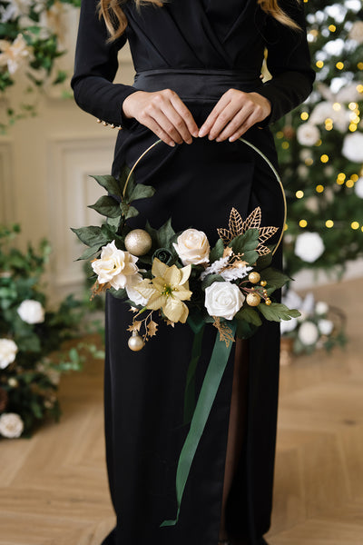 Hoop Bridesmaid Bouquets in Champagne Christmas