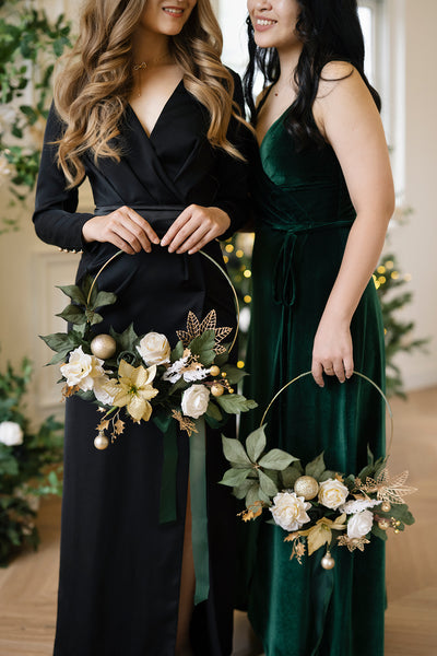Hoop Bridesmaid Bouquets in Champagne Christmas