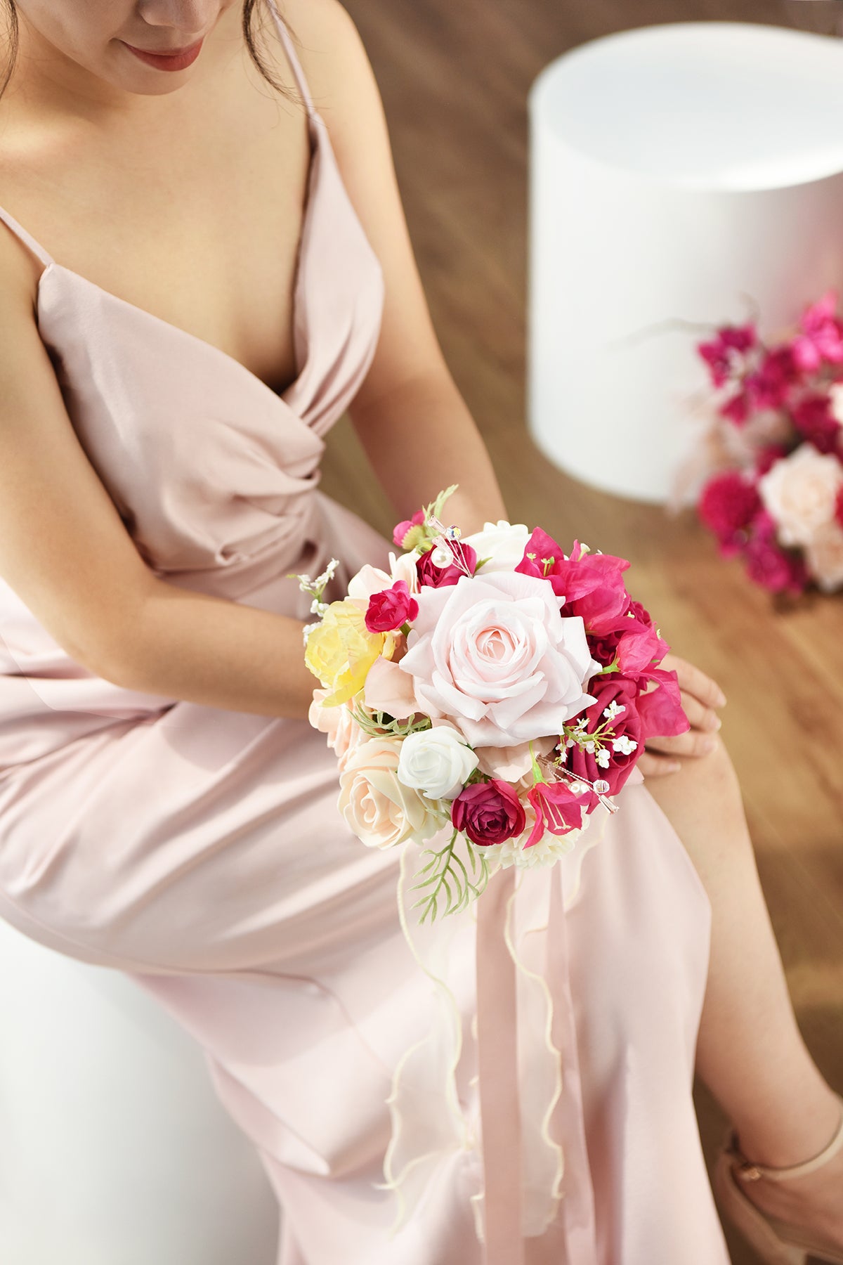 Maid of Honor & Bridesmaid Bouquets in Passionate Pink & Blush