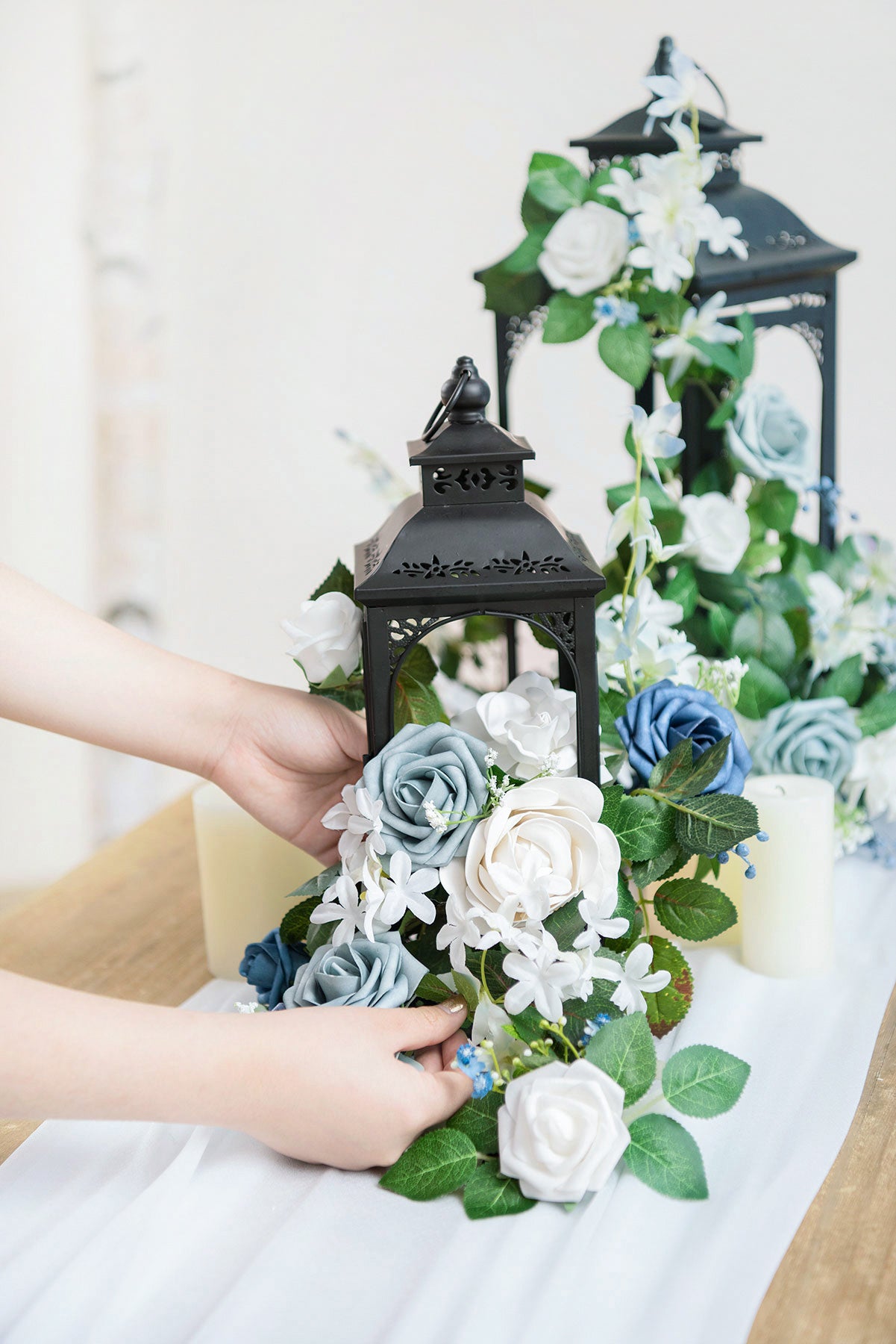 2ft Flower Garlands in Dusty Blue & Navy