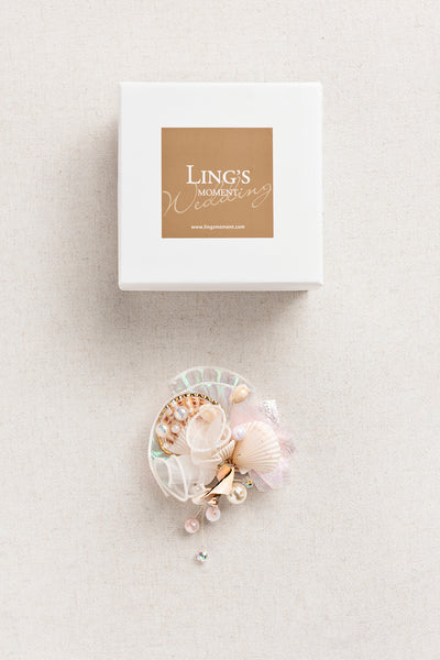 Pocket Square Boutonniere for Groom in Glowing Blush & Pearl | Clearance