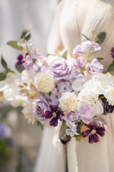 Medium Free-Form Bridal Bouquet in Lilac & Gold
