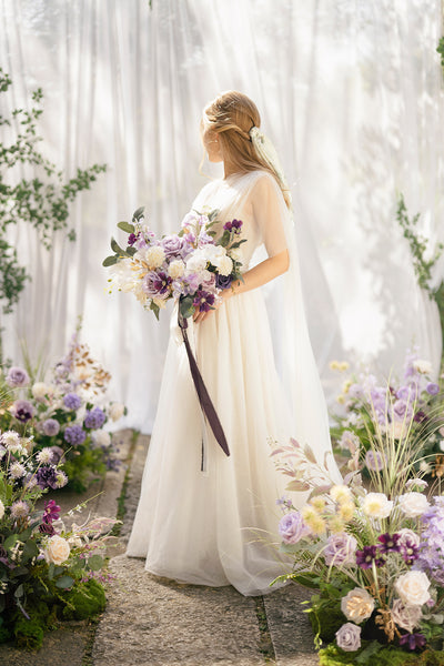 Medium Free-Form Bridal Bouquet in Lilac & Gold