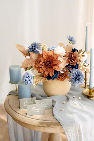 DIY Designer Flower Boxes in Russet Orange & Denim Blue